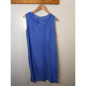 Elena Baldi 100% Linen Blue Swim Cover Up Beach Dress Size S Made in Italy